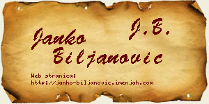 Janko Biljanović vizit kartica
